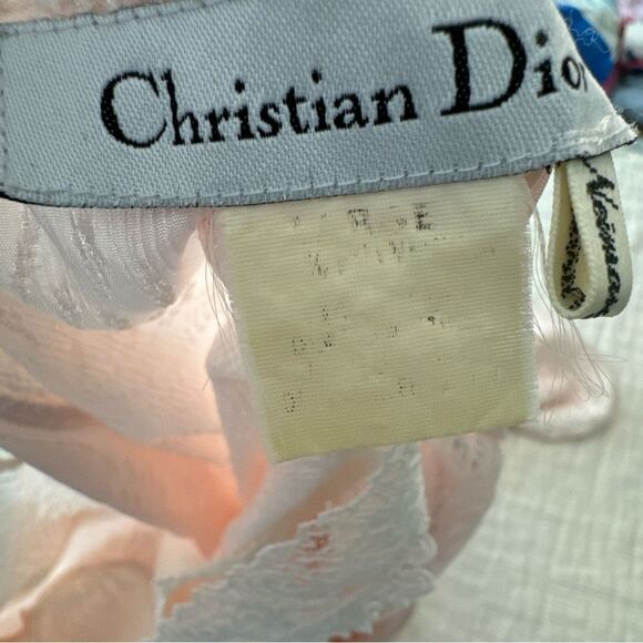 Vintage Christian Dior Pink Lace Trim Slip Dress Nightgown lingerie Large *flaws - Picture 7 of 9